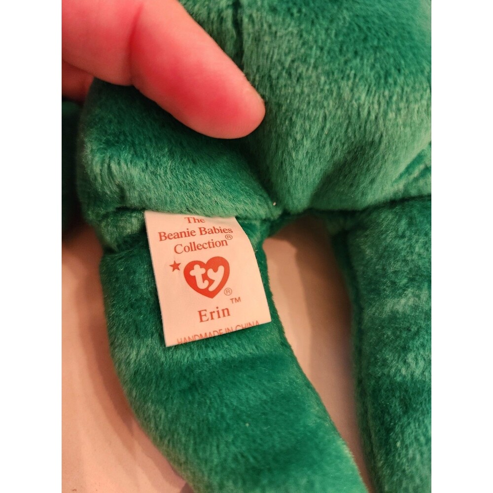 TY Beanie Baby Erin Bear – Green Shamrock – Tag Error? – See Photos - Picture 4 of 7